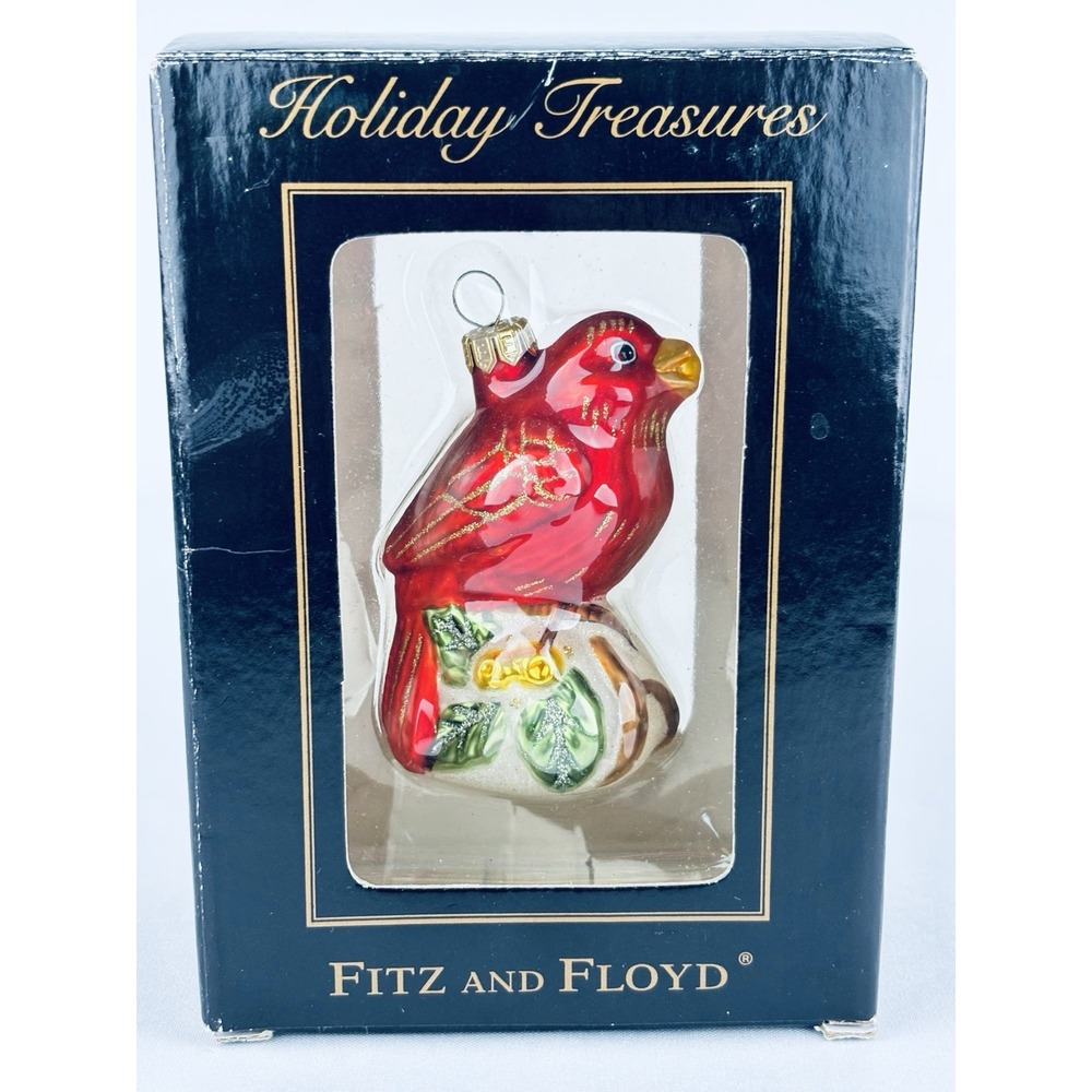 Vintage Fitz and Floyd Glass Cardinal Christmas Holiday Ornament Tradition 2003